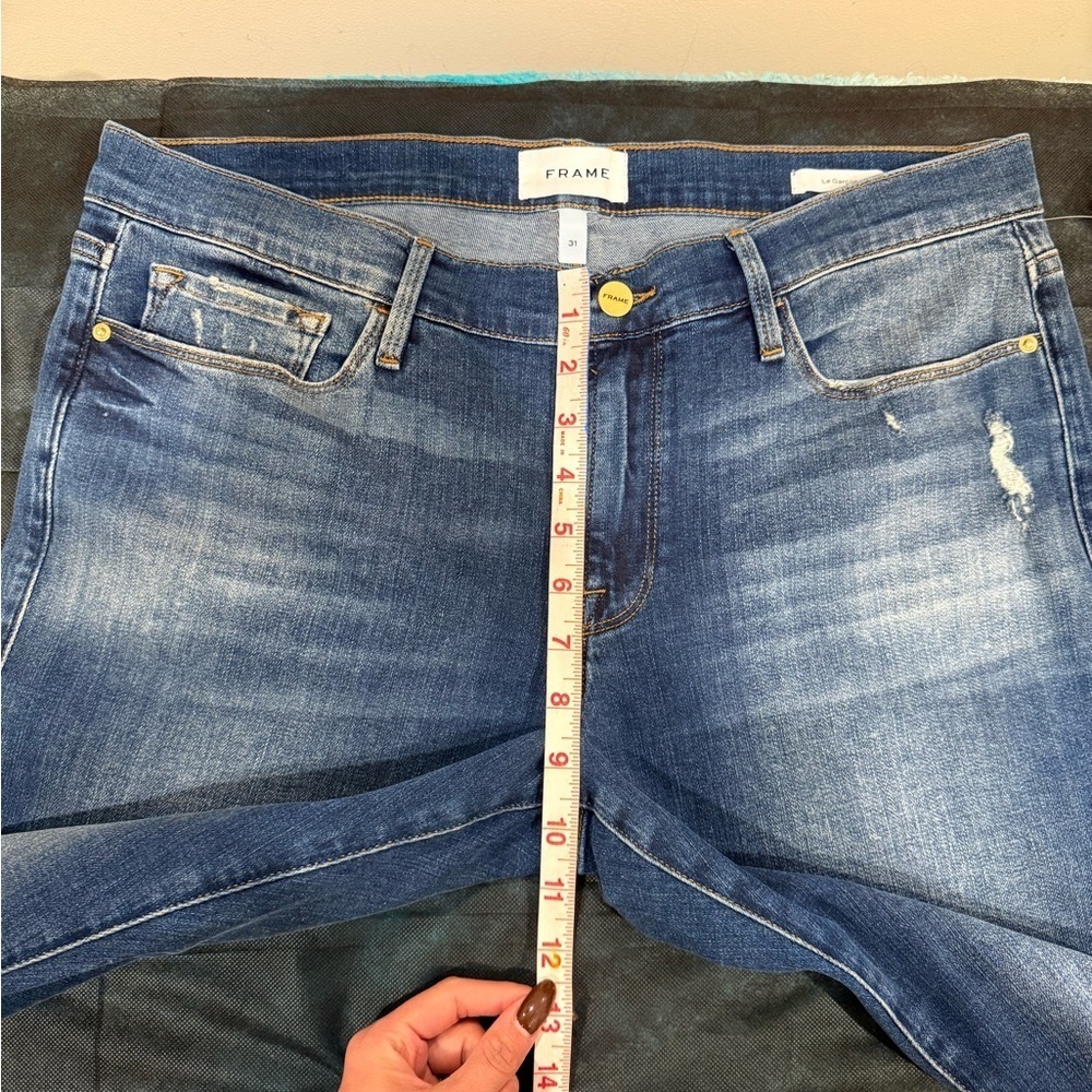 đ„NWT FRAME Le Garçon Blue Jeans Size 31 straight Legđ„ - Picture 9 of 11
